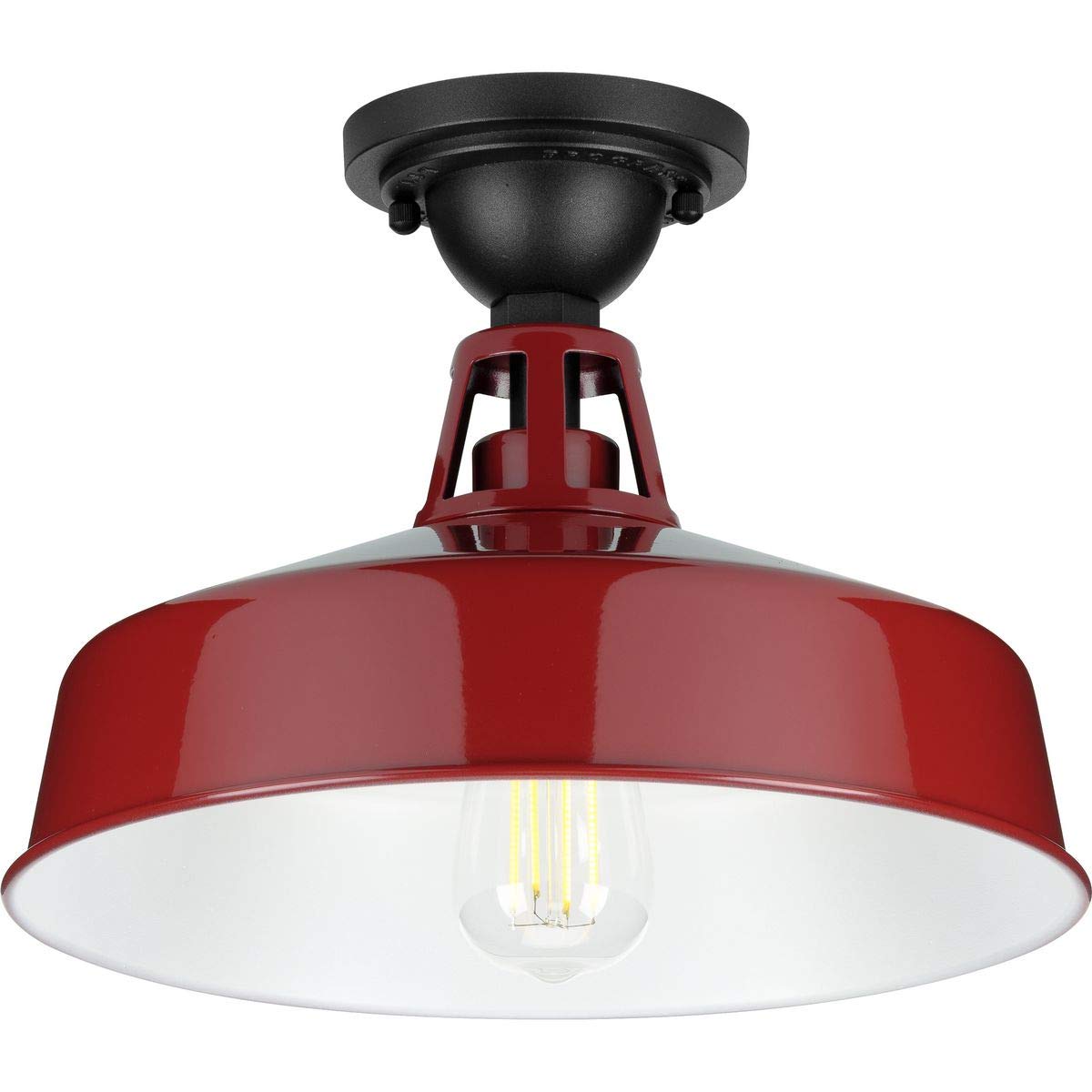 Cedar Springs Collection 1-Light Farmhouse Outdoor Semi-Flush Mount Light Red