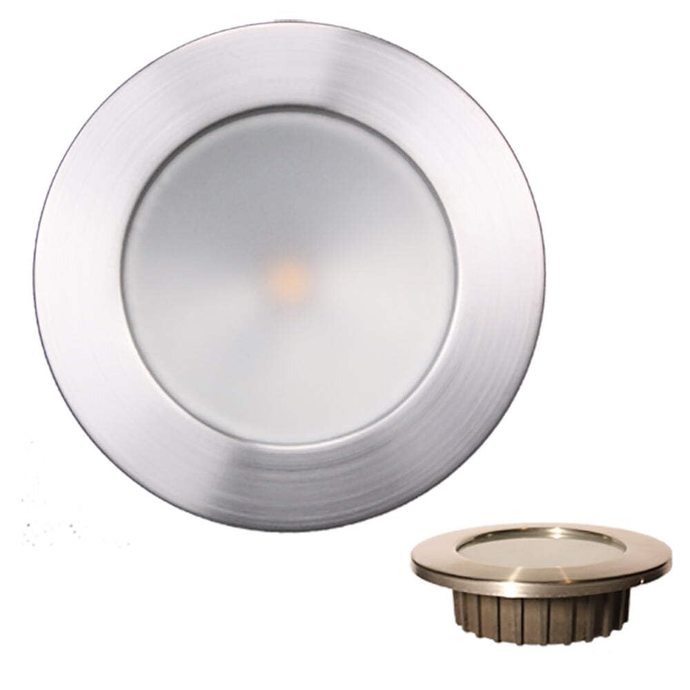 Lunasea Zero Emi    Recessed 3.5    Led Light - Warm White, Red W/Brushed Stainless Steel Bezel - 12Vdc