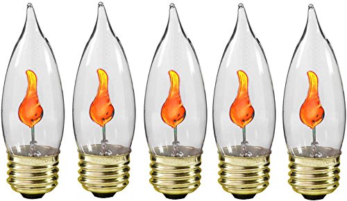 Creative Hobbies® Flicker Flame Light Bulb, E26 Standard Base, Orange Glow, Glass, 10J, Pack of 5