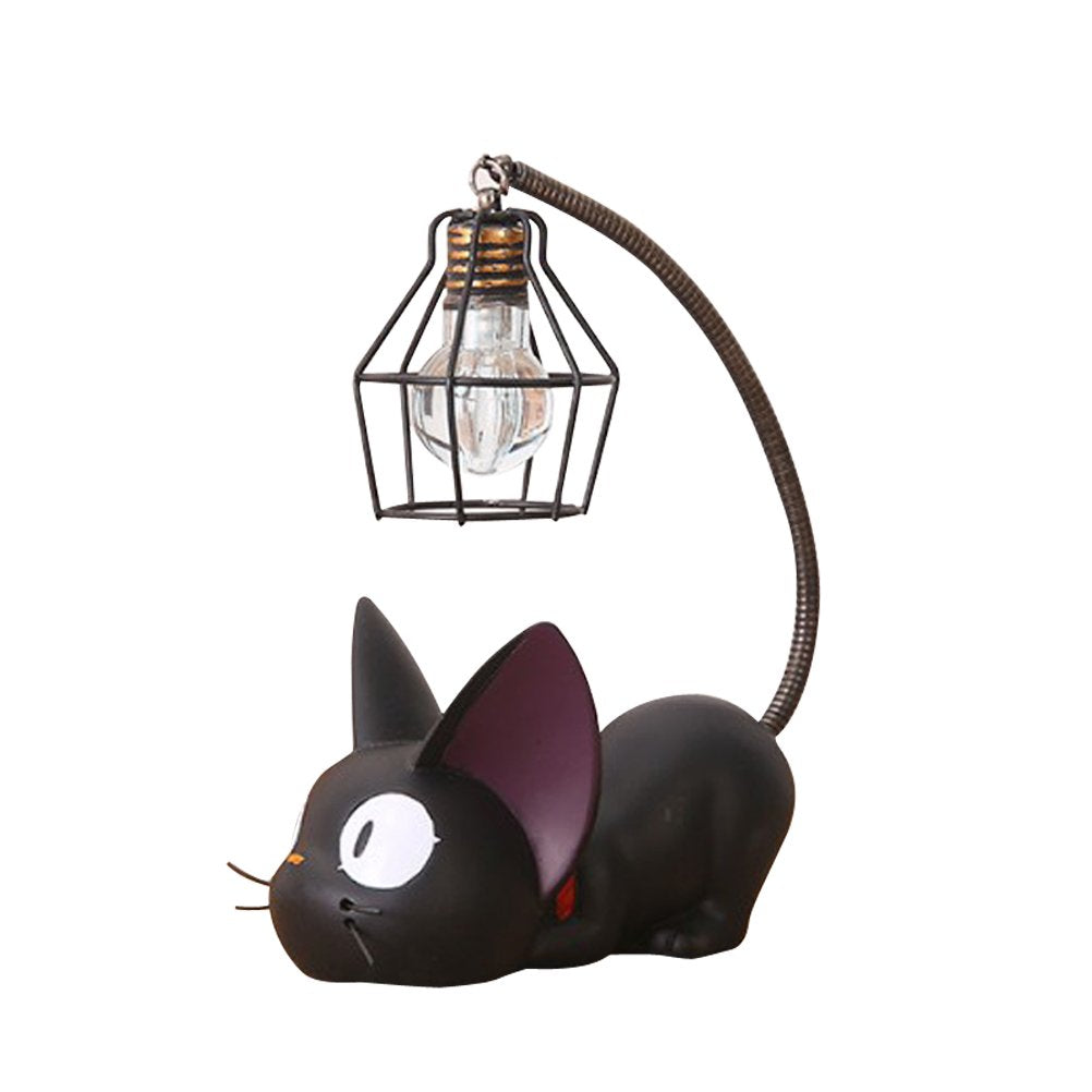 Resin Cat Design Lamp Creative Night Light Table Bedside Lamps For Reading (Iron Wire Lampshade,3.1 X 4.7 X 6.7Inch)