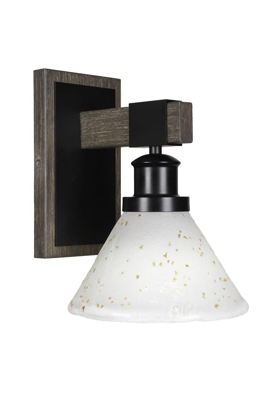 Tacoma - 1 Light Wall Sconce-10 Inches Tall And 7 Inches Wide-Black/Painted Wood Finish-Gold Ice Glass Color