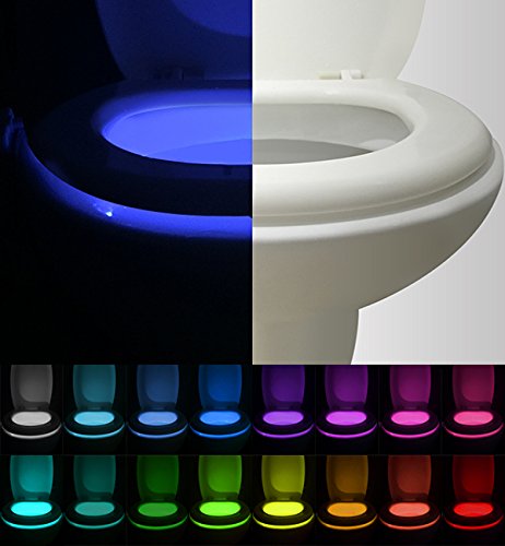 VINTAR LED Toilet Night Light, 16 Color Motion Sensor, 5 Stage Dimmer, Small, White, Model VINTAR-MN-20160014