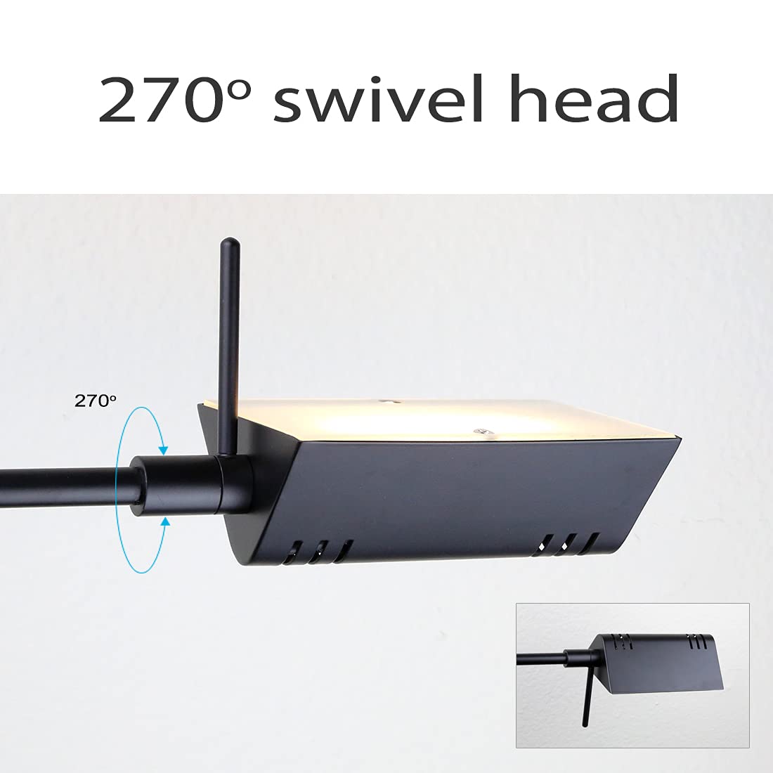 O'Bright LED Pharmacy Table Lamp - 12W, Full Range Dimming, 360° Swing Arms, Black, Model OB-DL05D-BK