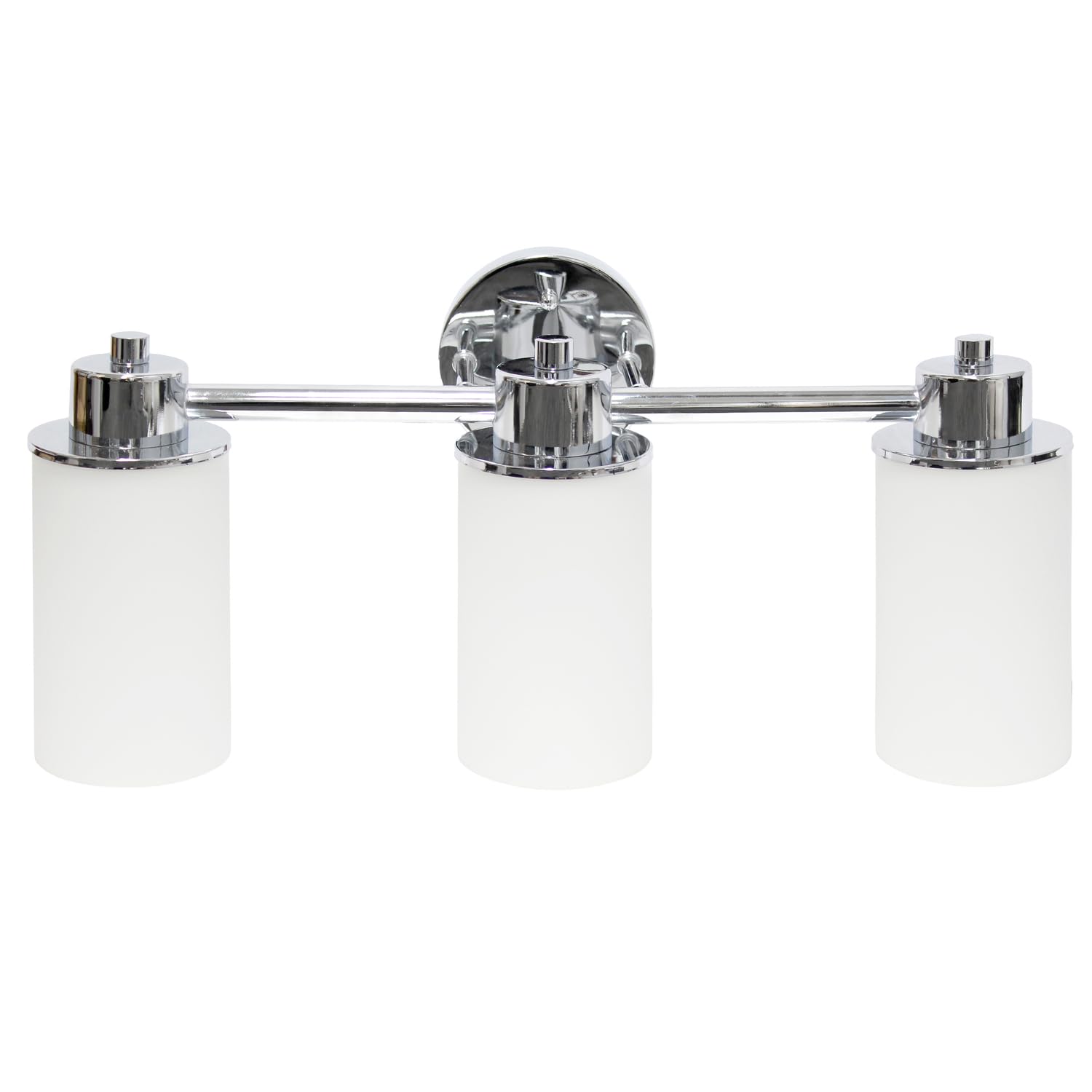 Simple Designs VT1024-CHR 20.75 Modern 3 Light Metal and Milk White Cylinder Shape Glass Shades with Circled Backplate Decorativ