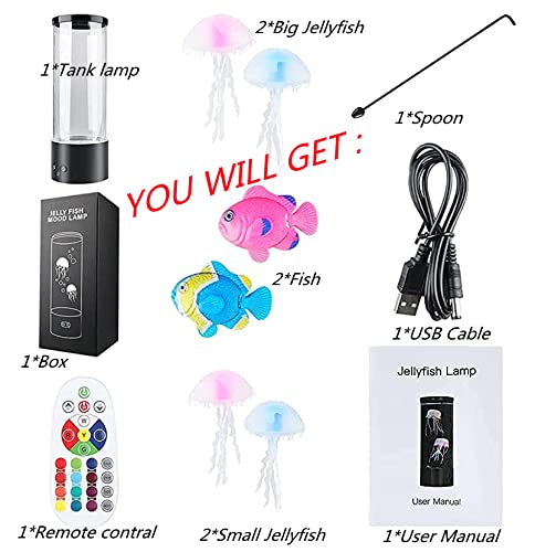 LEHAHA Jellyfish Lamp 16 Color Changing Mood Light with Remote Control, USB/Battery, for Home Office Decor, Model 6602