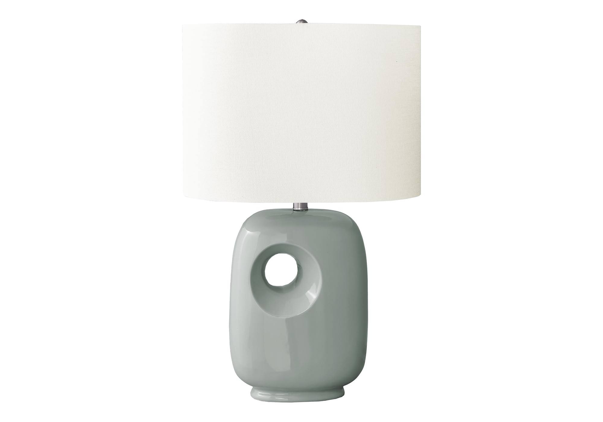 Monarch Specialties I 9678 Table Lamp, Green Ceramic, Ivory Shade, 26in H, Contemporary Design