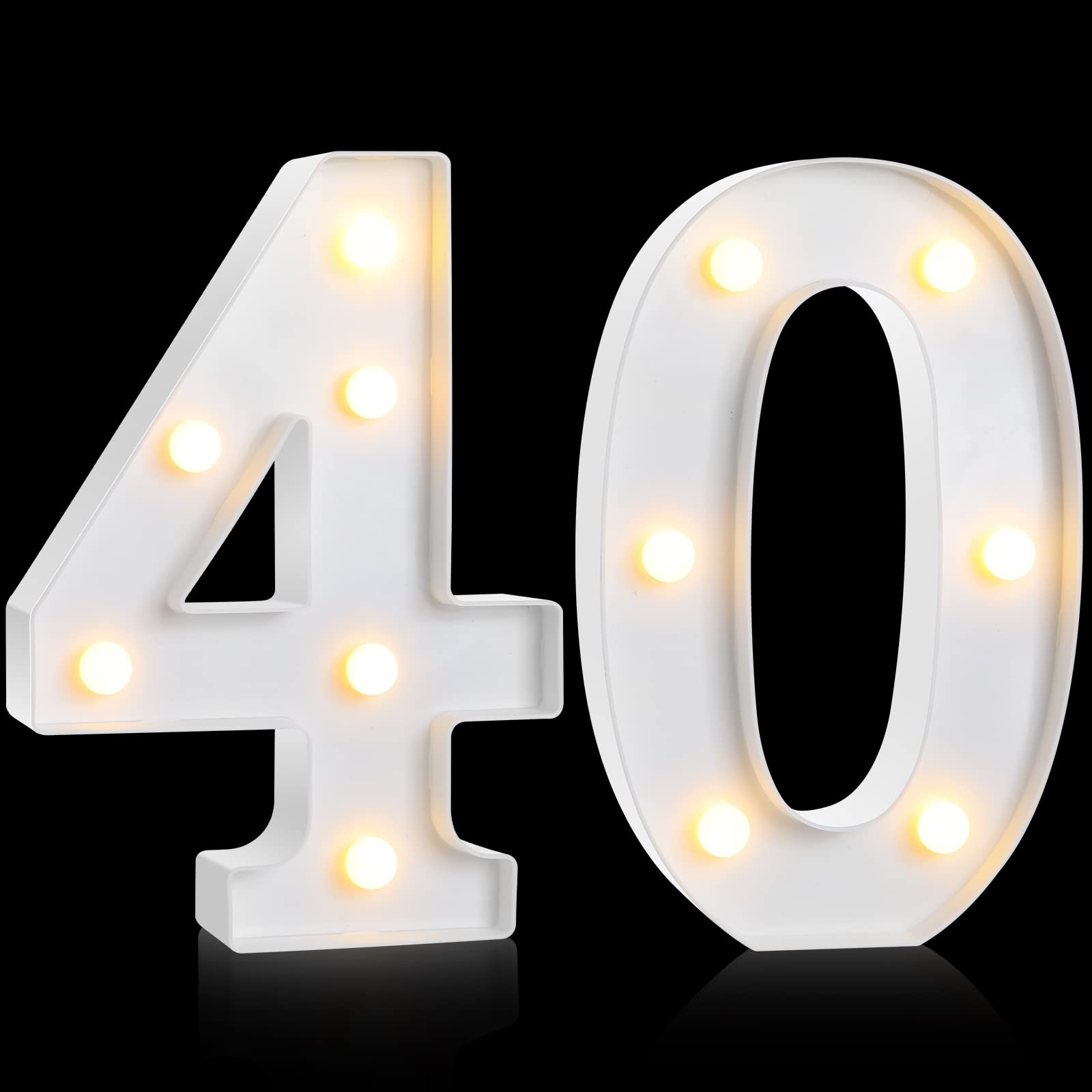 Treela 8.7'' Birthday Decorative LED Light up Numbers, Glitter Marquee Number Sign for Night Birthday Party Decorations Annivers