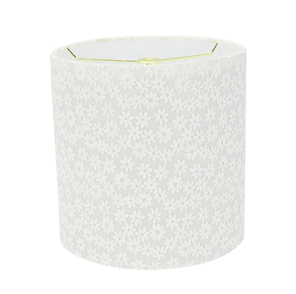 Aspen Creative Drum Lamp Shade 8in White Floral Design Model 31065A