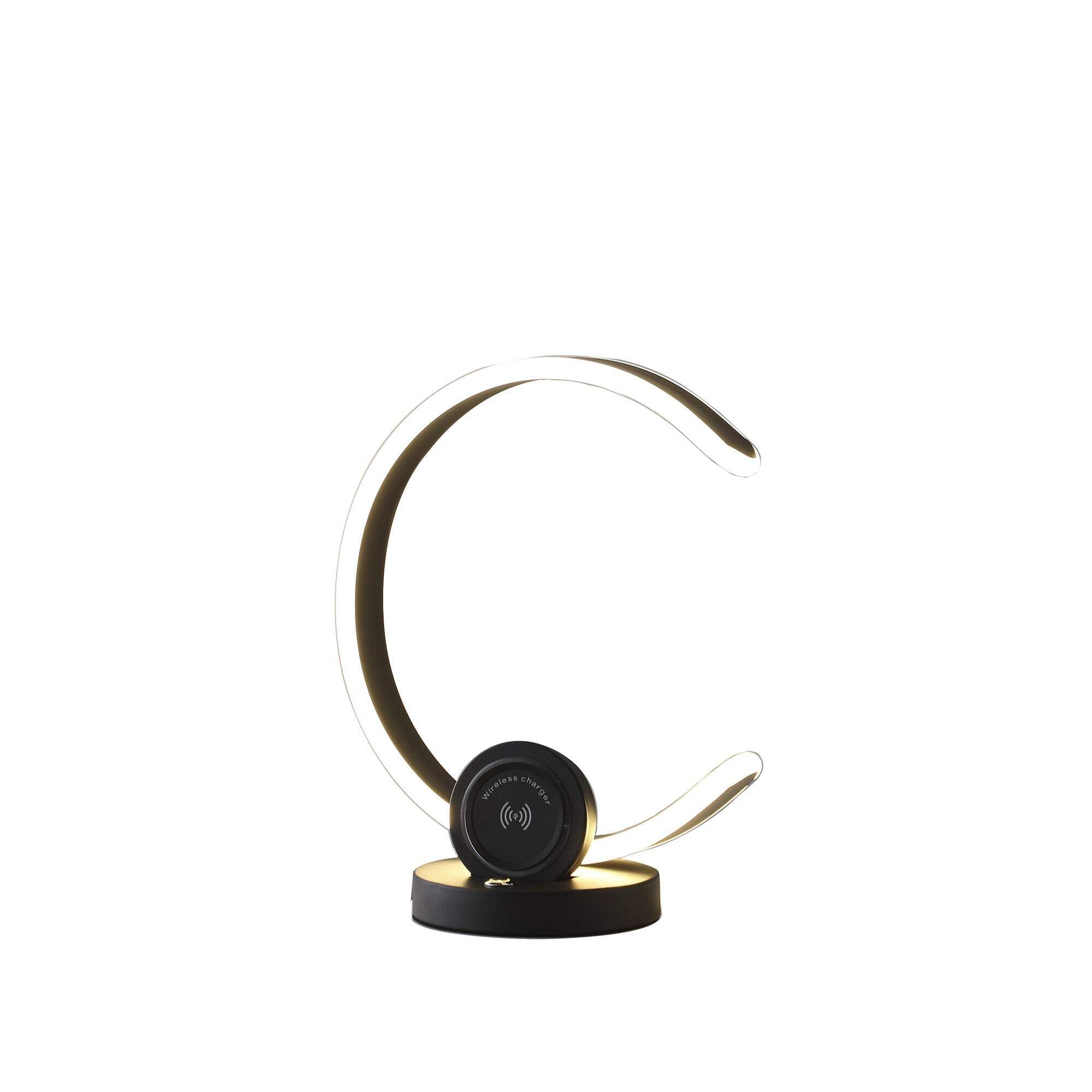 13 Black Contempo Shape LED with USB Desk or Table Lamp