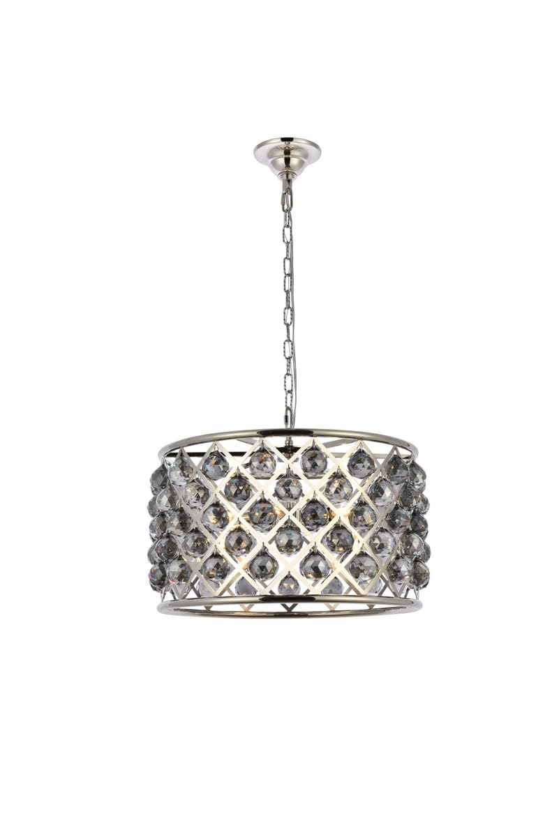 Elegant Lighting 6-Light Pendant Lamp, Polished Nickel Finish, Royal Cut Silver Shade Crystals, Model 1206D20PN-SS/RC