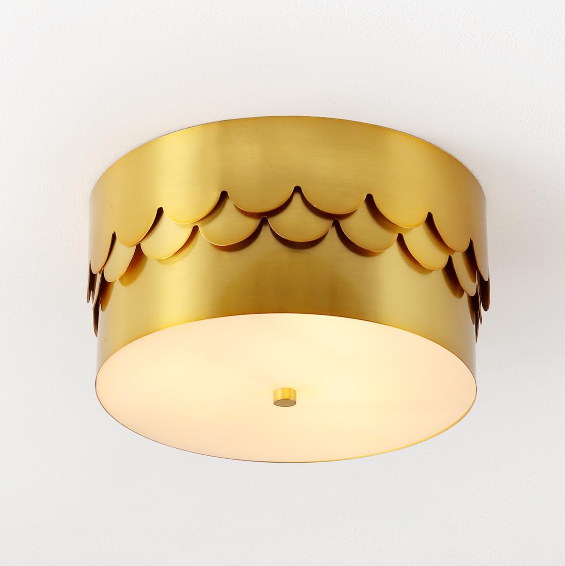 Safavieh Lighting Collection Jimena Brass Gold 3-Light 13-Inch Drum Flush Mount (Led Bulbs Included)