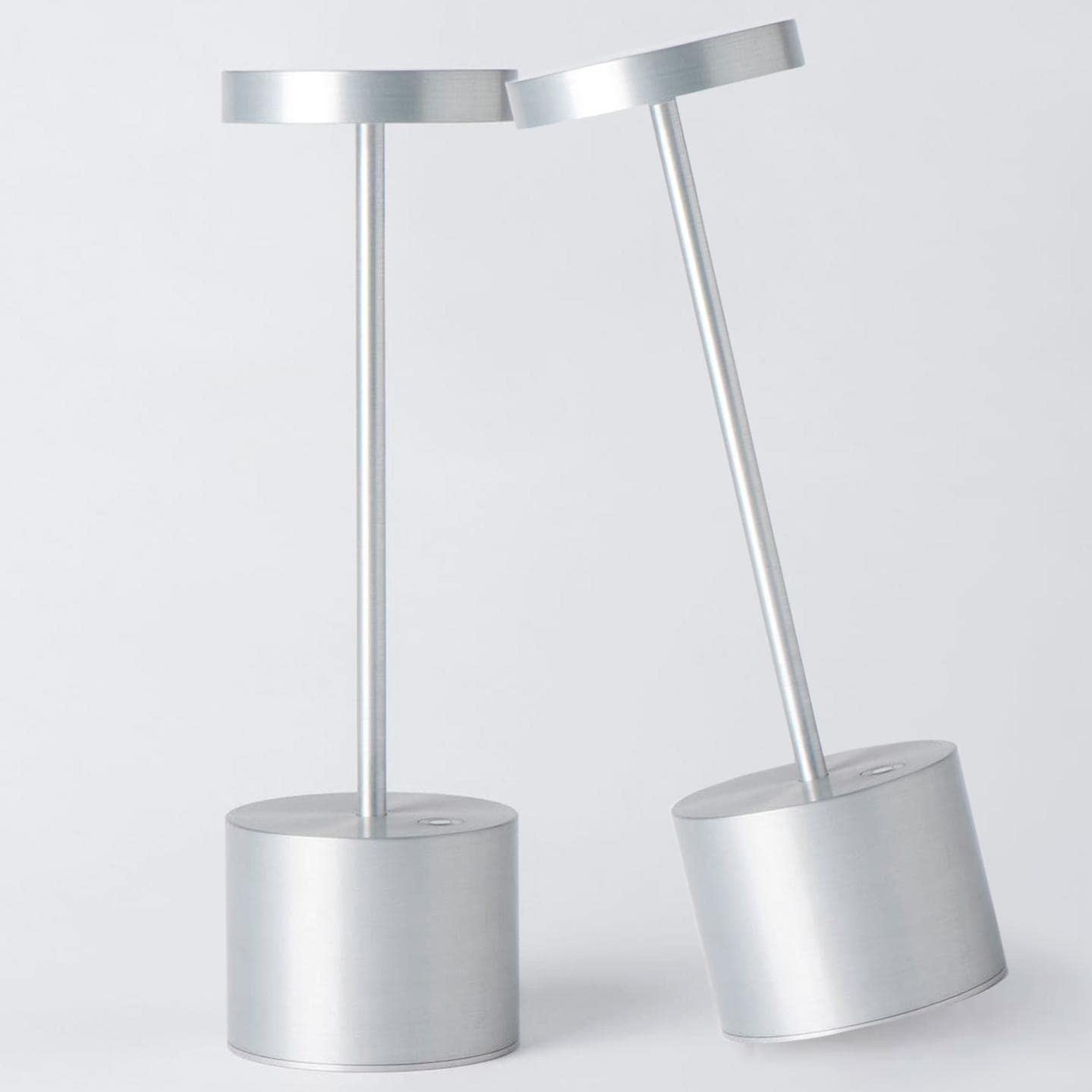 YIBEN Cordless Table Lamp, Rechargeable LED, 5000mAh, 3 Levels Brightness, 10.25in, Silver, 2-Pack, Model S801-B