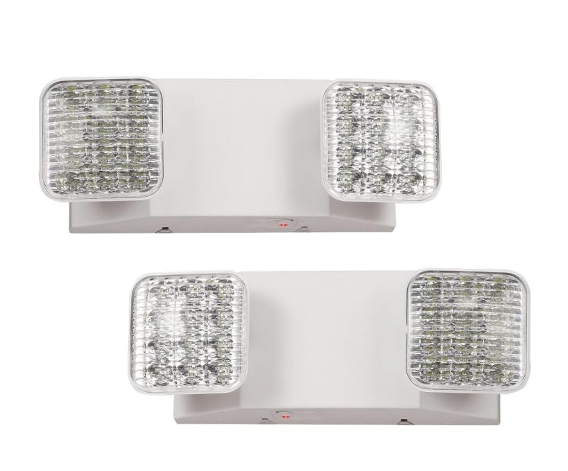 Ostek Led Emergency Lights With Battery Backup, Adjustable Two-Head Commercial Emergency Light Fixtures, Ul Listed, Hardwired Exit Lights For Business, Ac 120/277V (2 Pack)
