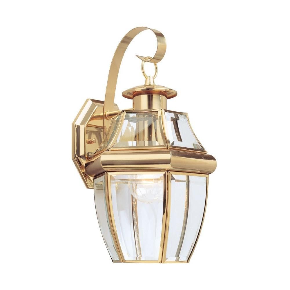 Generation Lighting 8067-02 Lancaster Traditional One - Light Outdoor Wall Lantern Outside Fixture, Polished Brass Finish, 100 T
