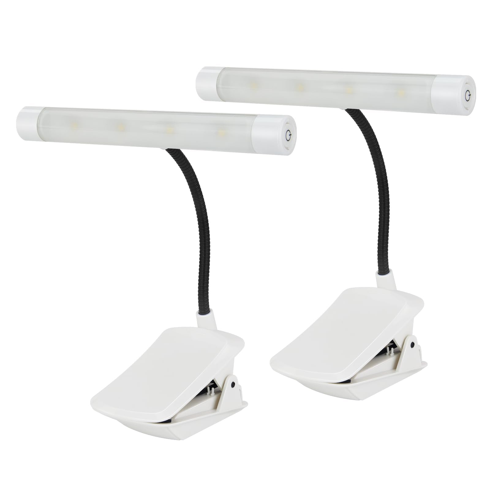 Bigmoant Battery Operated Book Light  Reading Light With Clip  Eye Care Book Light  2 Adjustable Brightness Set  Flexible Metal Neck  Perfect For Book Lovers (White  2 Pack)