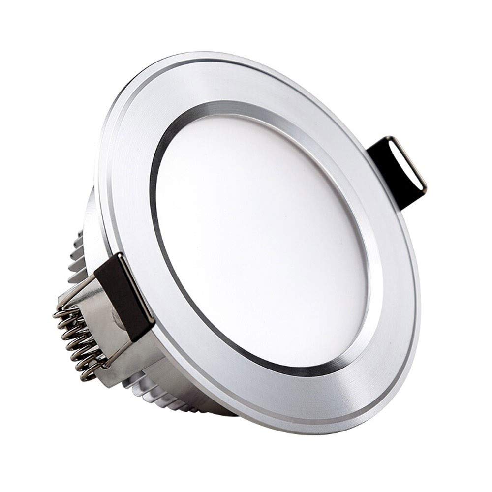MGOR Sturdy Round Recessed COB LED Downlight Chrome Finish Super Bright Panel Ceiling Light Energy Saving 3W Cool White Flat Lig