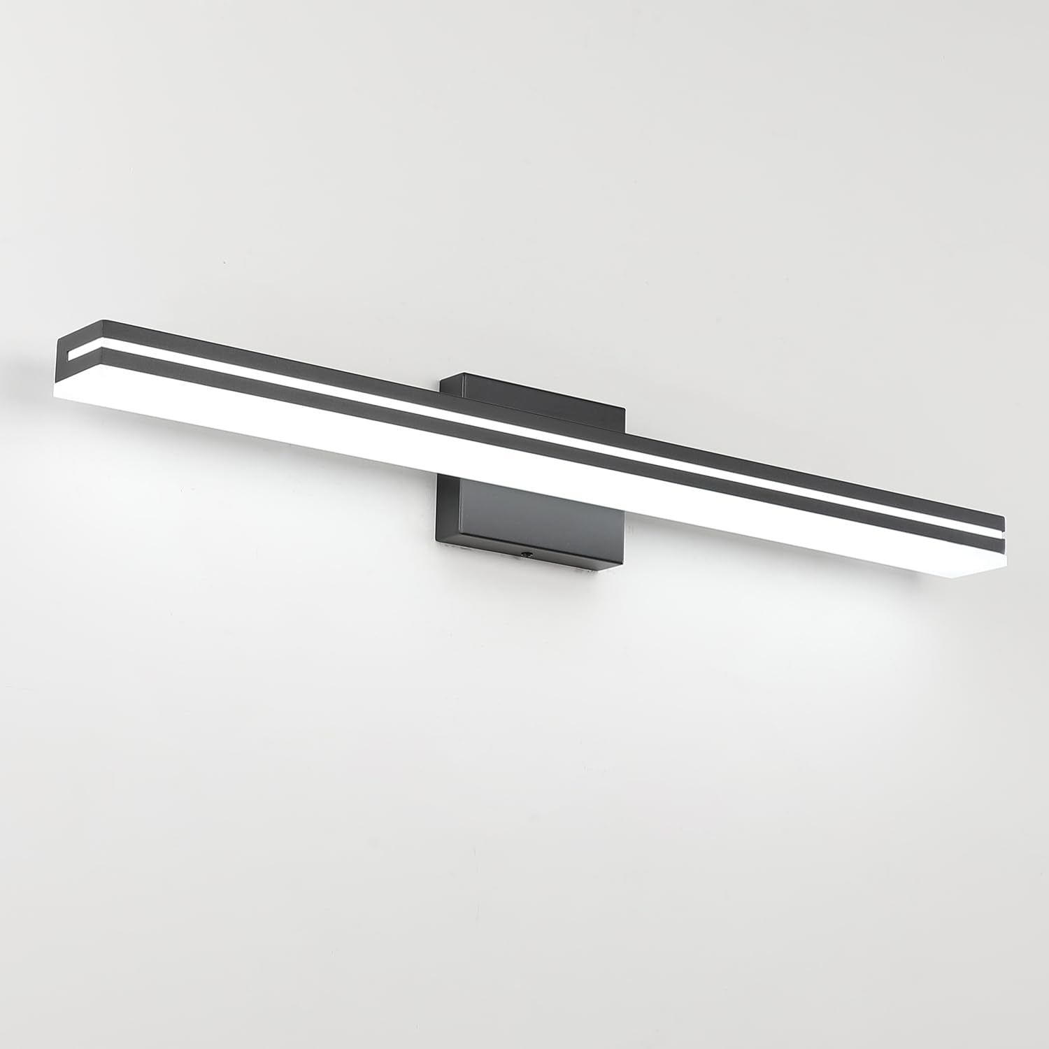 Sinerise 32-Inch Led Modern Bathroom Vanity Light Bar, Matte Black Modern Acrylic Bathroom Wall Lighting Fixtures Over Mirror (C