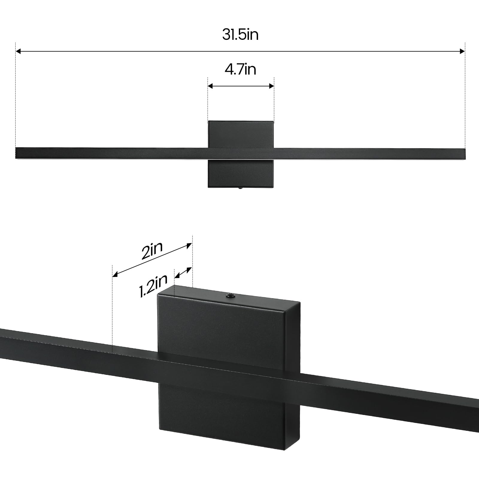 Epinl Black Bathroom Vanity Light - 31.5 Inch Modern Bathroom Light Fixture Over Mirror 22W Led Dimmable Wall Sconce Lighting Fixture For Bathroom Bedroom