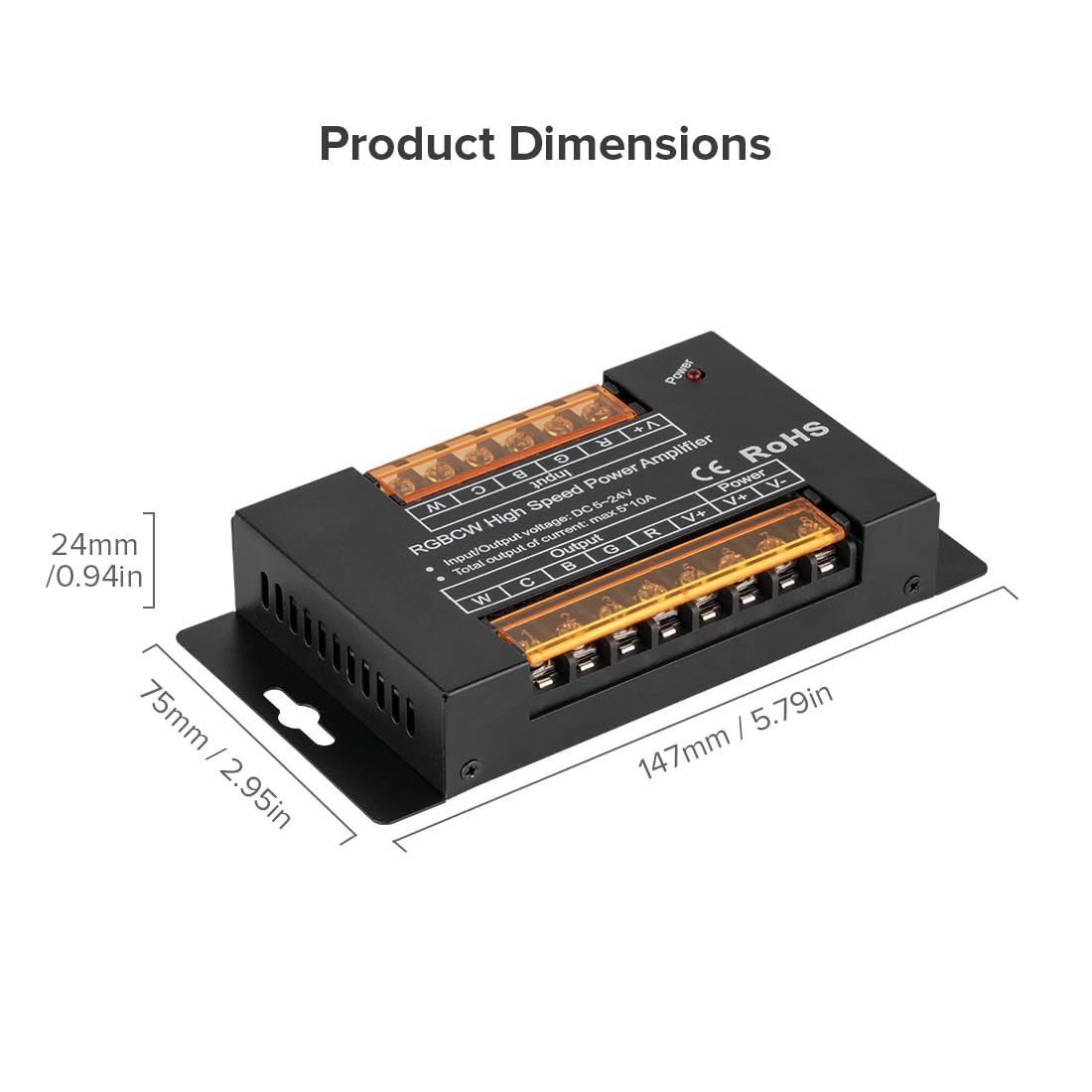 Btf-Lighting Cct Rgb Rgbw Rgbcct 5 Channel High Speed Signal Amplifier Controller Work With 3Pin 4Pin 5Pin 6Pin Dc12V/Dc24V Max