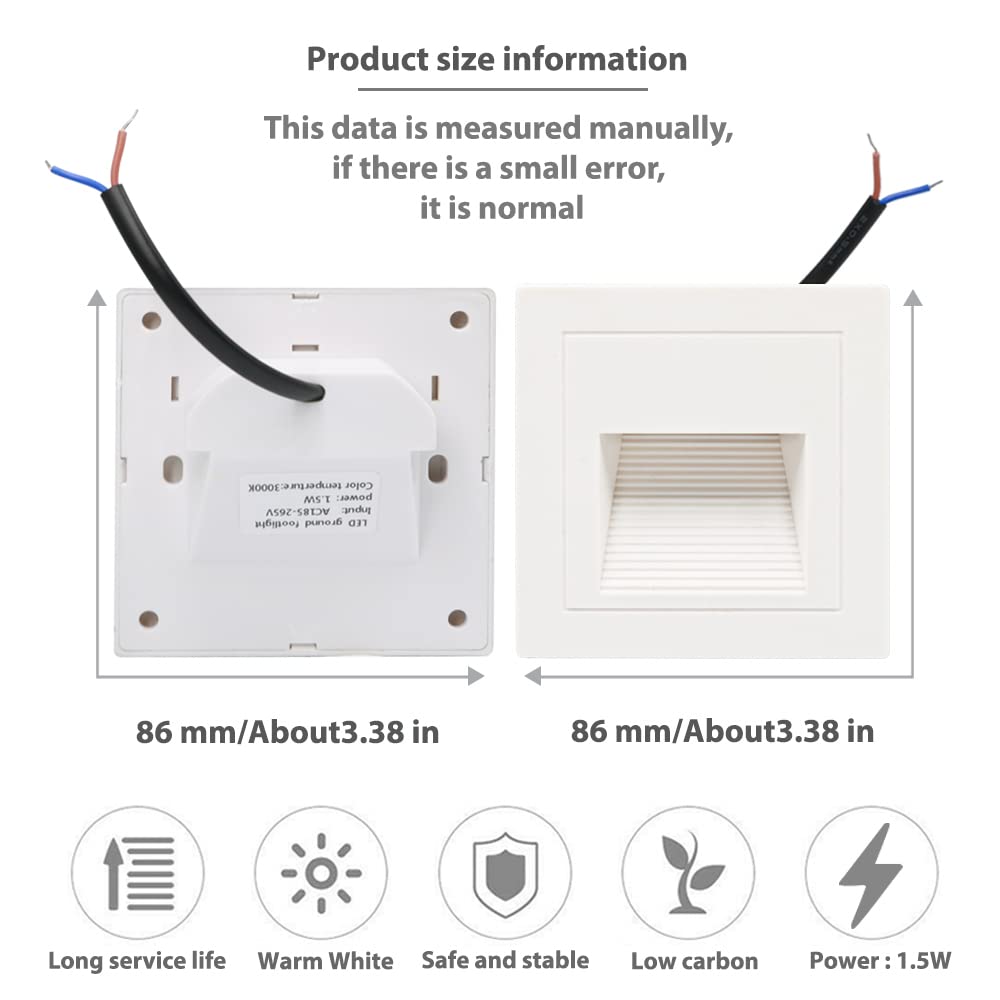 Arotelicht LED Indoor Step Light 4-Pack, Warm White 3000K, Recessed Wall Light, Aluminum, Model RWPW12-4, Not Waterproof