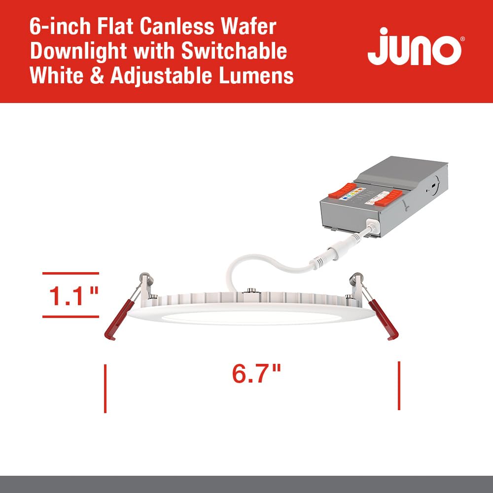 Juno Wf6 Alo20 Sww5 90Cri Mw M6 Cp12 Round Baffle Led Downlight, 120 Volts, 2700K/3000K/3500K/4000K/5000K, Triac Dimming, 6-Inch