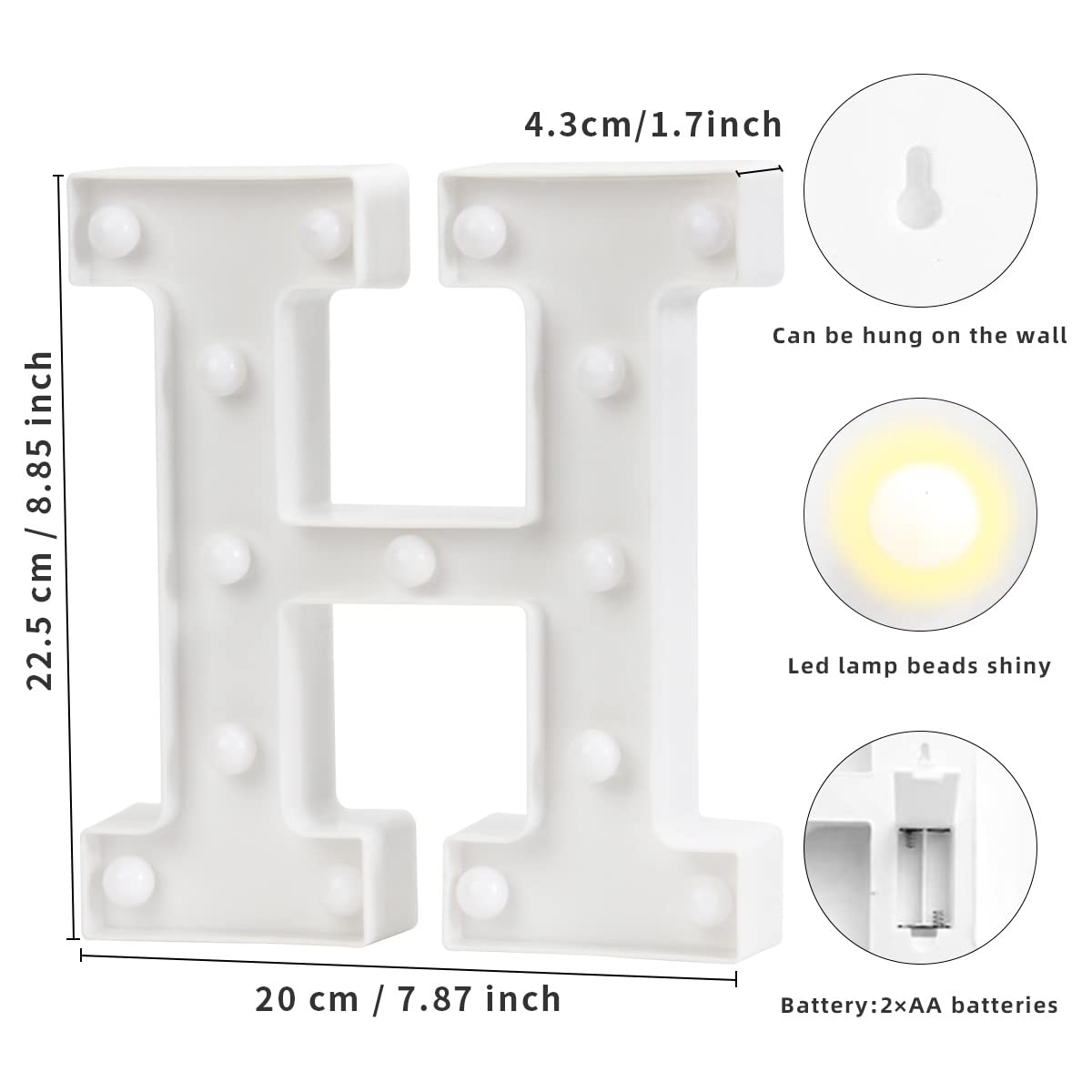 Laerjin Led Light Up Letters - Decorative Marquee Sign For Parties, Weddings, Home Bar - H