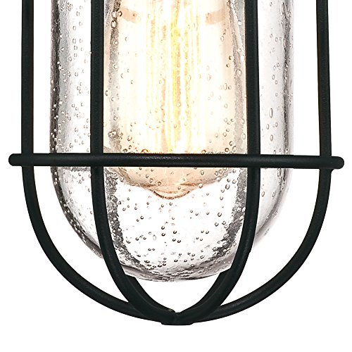 Westinghouse One-Light Outdoor Pendant, Textured Black Finish, Clear Seeded Glass