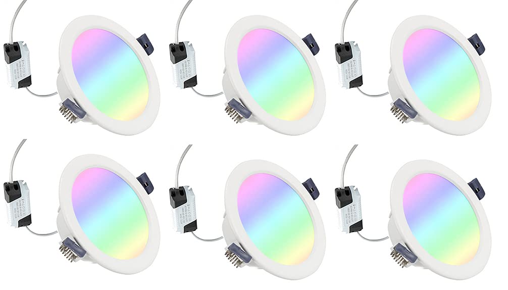 6-Pack 5W RGBW LED Ceiling Downlight 4 inch Remote Control Dimmable Color Changing Recessed Lighting kit for Decoration Lighting