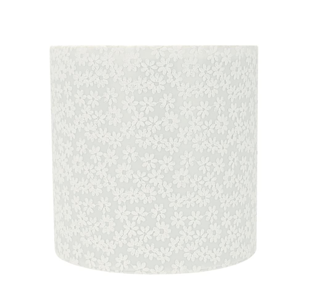 Aspen Creative Drum Lamp Shade 8in White Floral Design Model 31065A