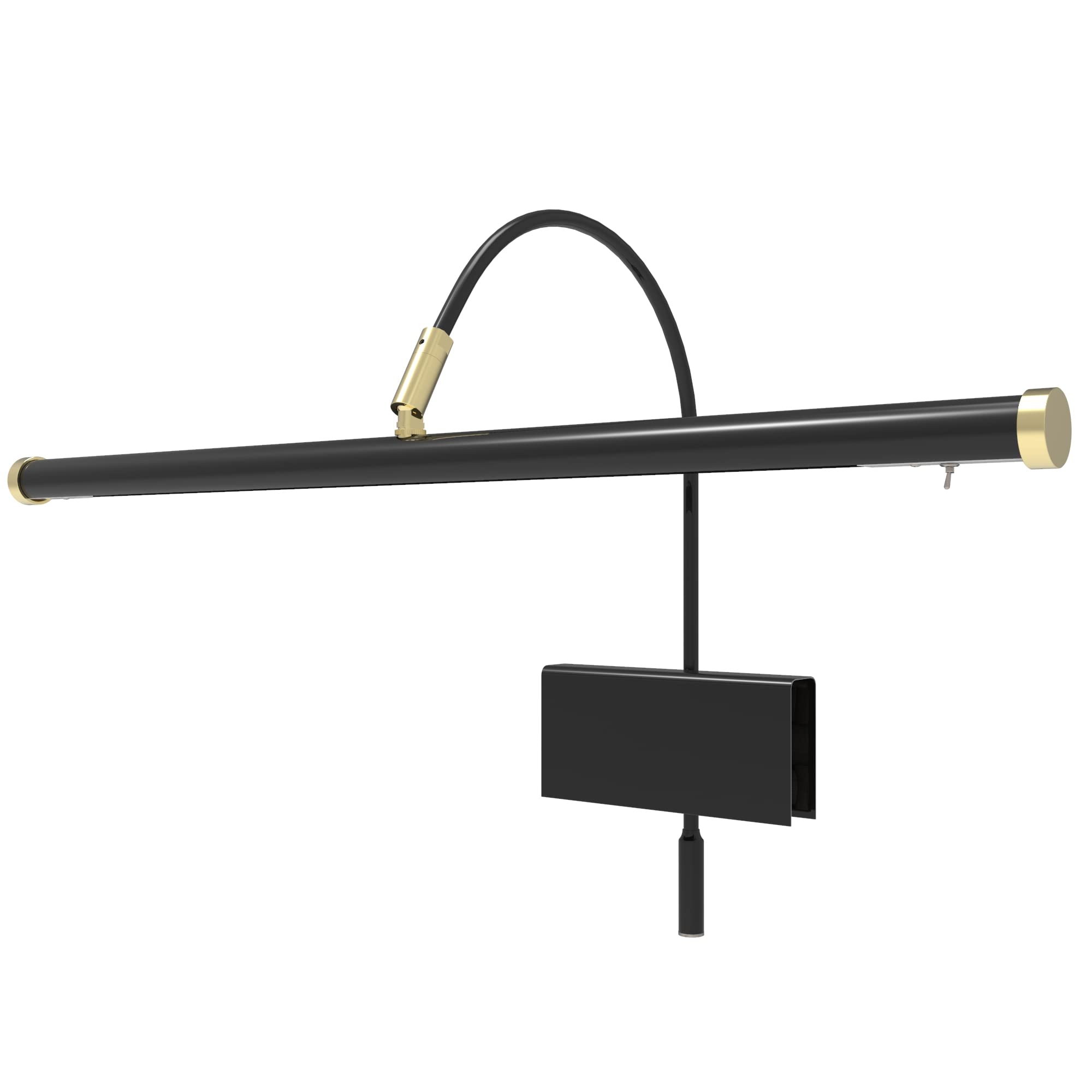 Cocoweb 19&quot; Grand Piano Lamp - Adjustable, Black With Brass Accents, Led Clip-On With Dimmer - Gpled19D