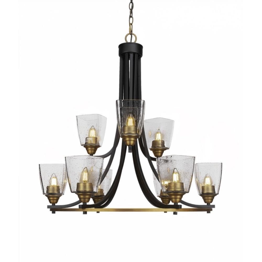 Toltec Lighting Paramount 9 Light Chandelier in Matte Black & Brass (3409-MBBR-461)