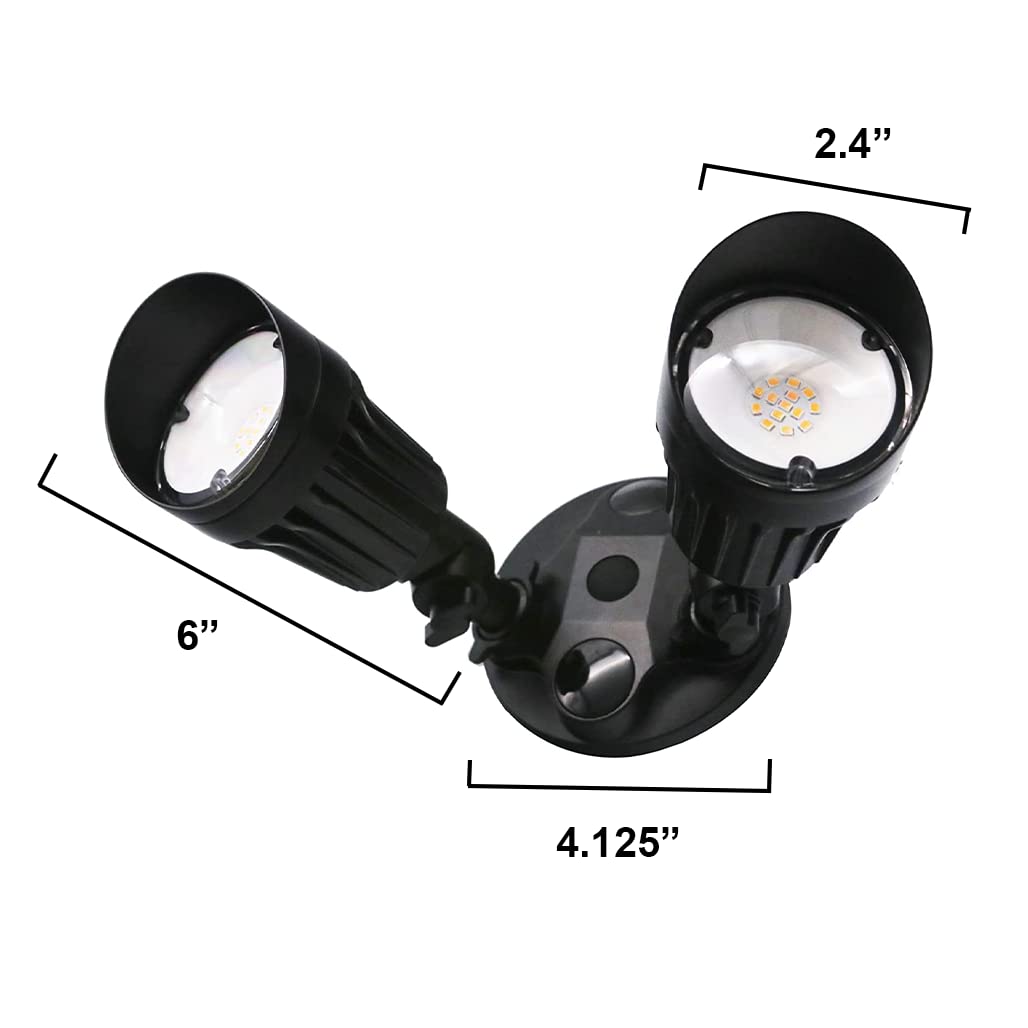 HOMEnhancements LED Black Double Flood Light Fixture, 3000K, Aluminum, Model 20712, Outdoor Landscape Lighting