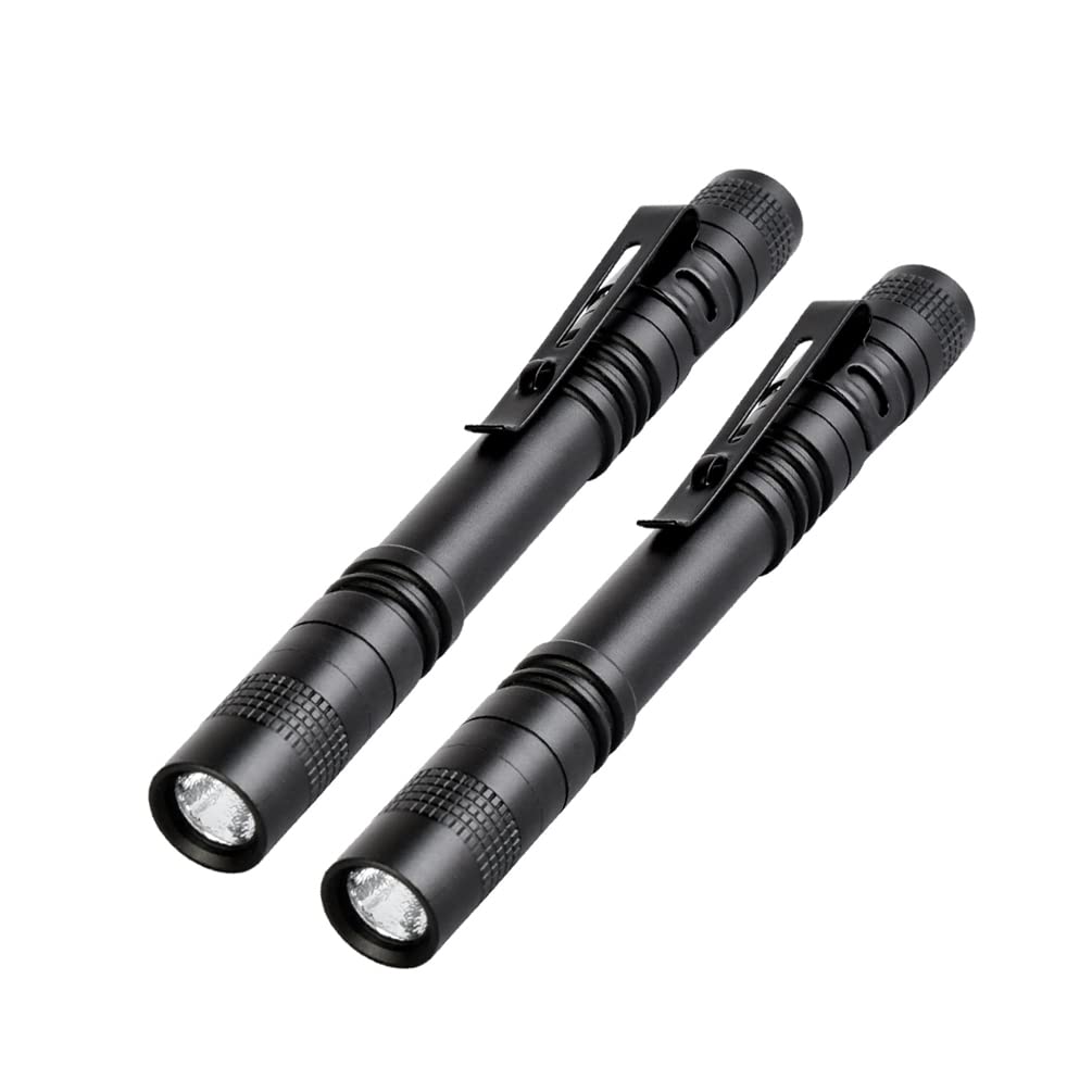 Tileon Pen Flashlight, 500 Lumen LED Mini Pocket Light, 2pcs, Aluminum, Model MOT014