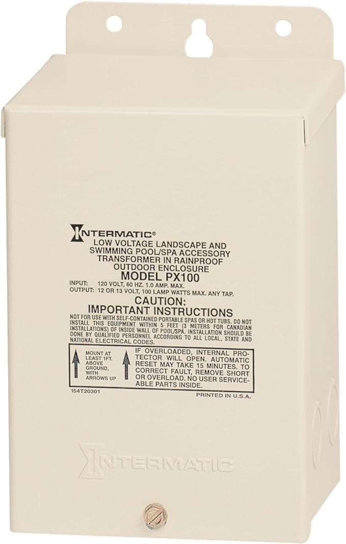 Intermatic Px100 Pool Light 100-Watt Safety Transformer, Beige
