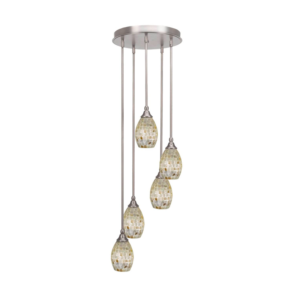 Empire 5 Light Cluster Pendalier in Brushed Nickel Finish (2145-BN-406)