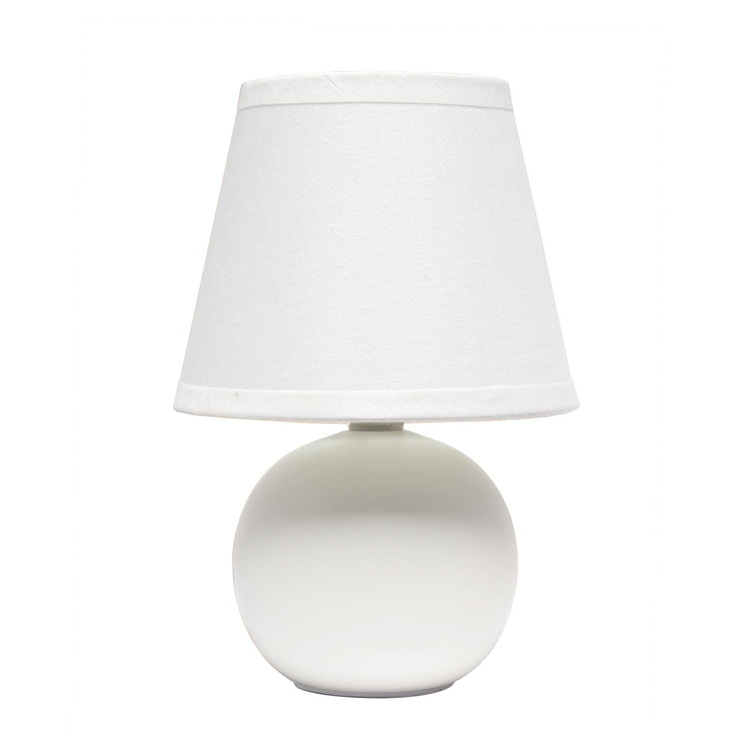Creekwood Home Off-White Ceramic Orb Base Bedside Table Lamp With Drum Shade, 8.66"