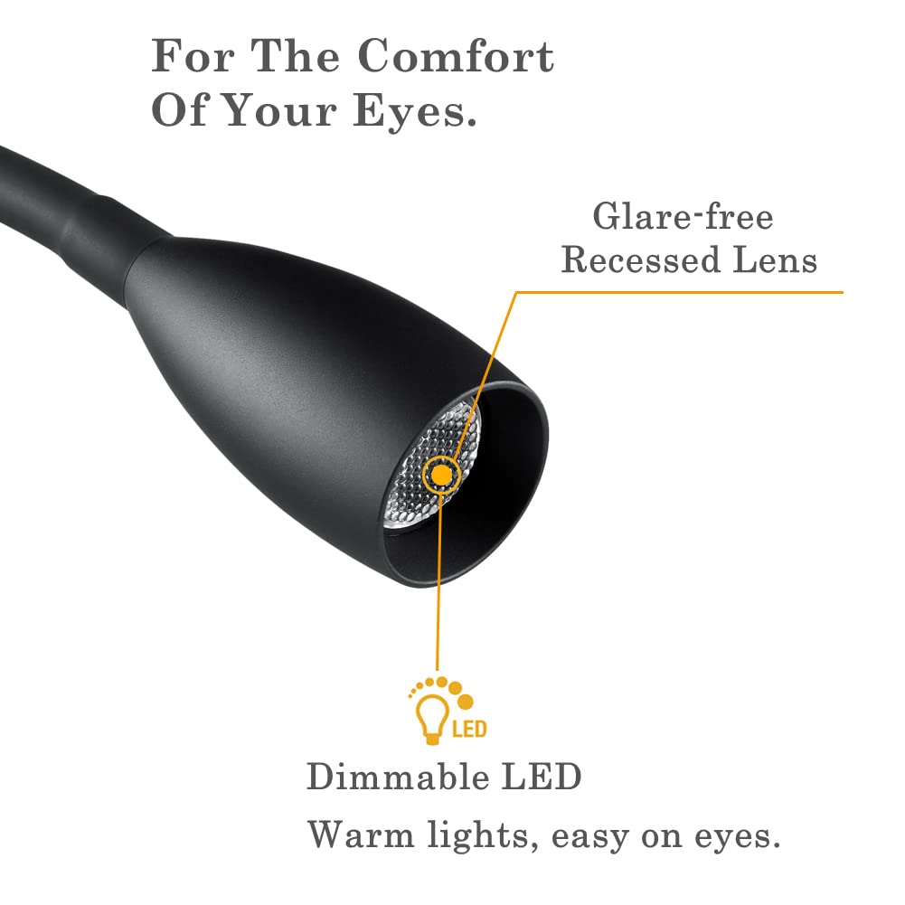 Obeaming 12V Dimmable Reading Light, RV Boat Bedside Reading Lamp, Gooseneck LED Spotlight for Camper Van Travel Trailer Truck M