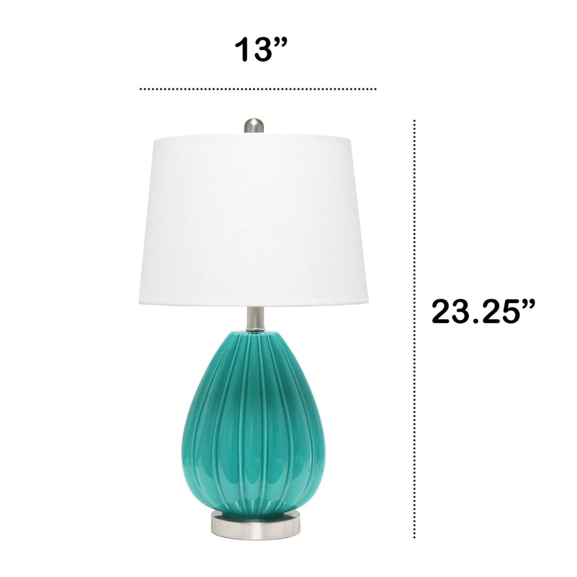 Lalia Home Contemporary Pleated Table Lamp with White Fabric Shade - Teal
