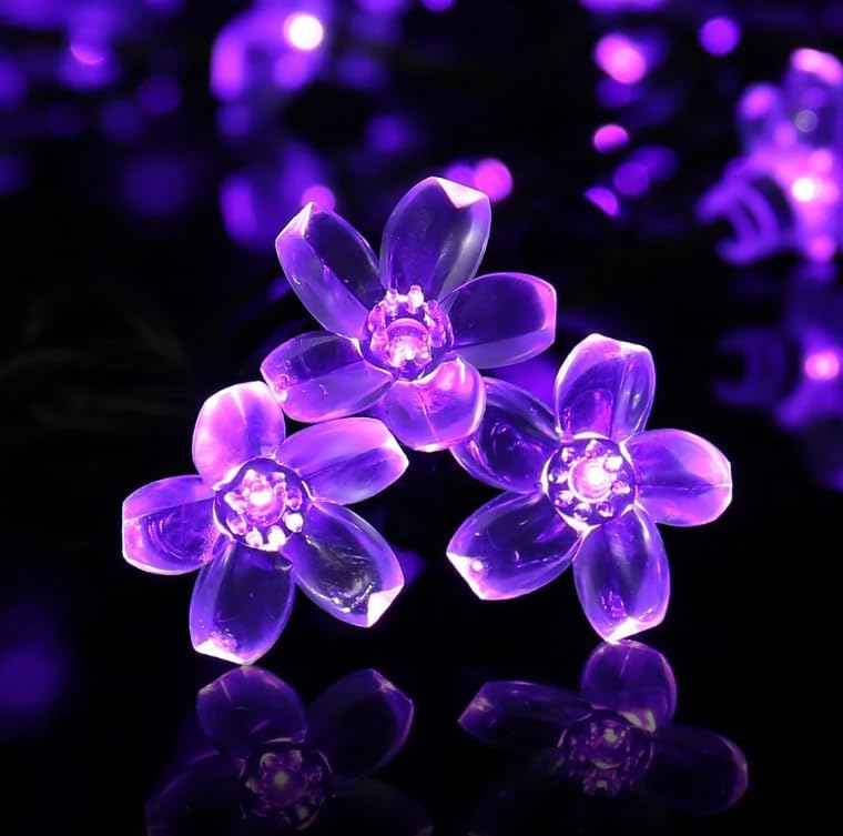 Jacuxlss Decorative Flower String Lights, 33Ft 100 Led Clear Wire Plug In Fairy Lavender Cherry Blossom Easter Christmas Hanging