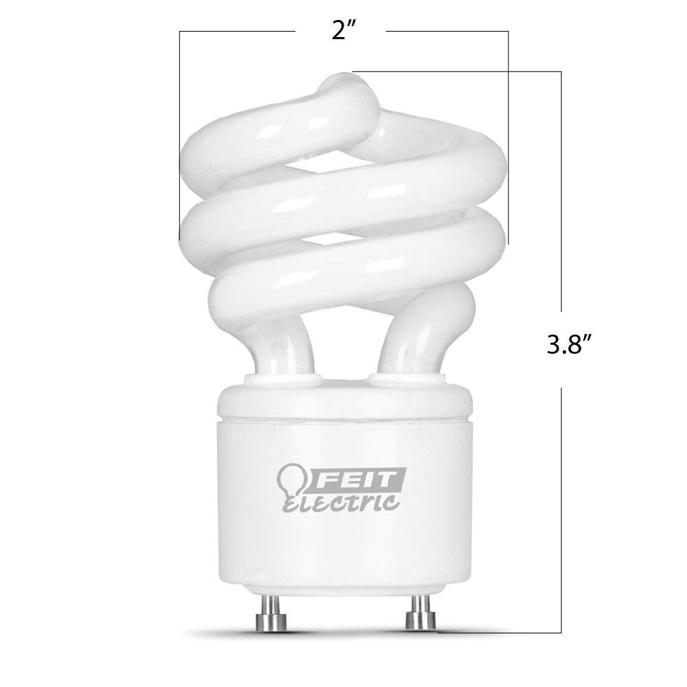 Feit Electric CFL Twist Light Bulb 60W Equivalent, Non-Dimmable, 900 Lumens, 2700K Soft White, 12 Pack, GU24 Base