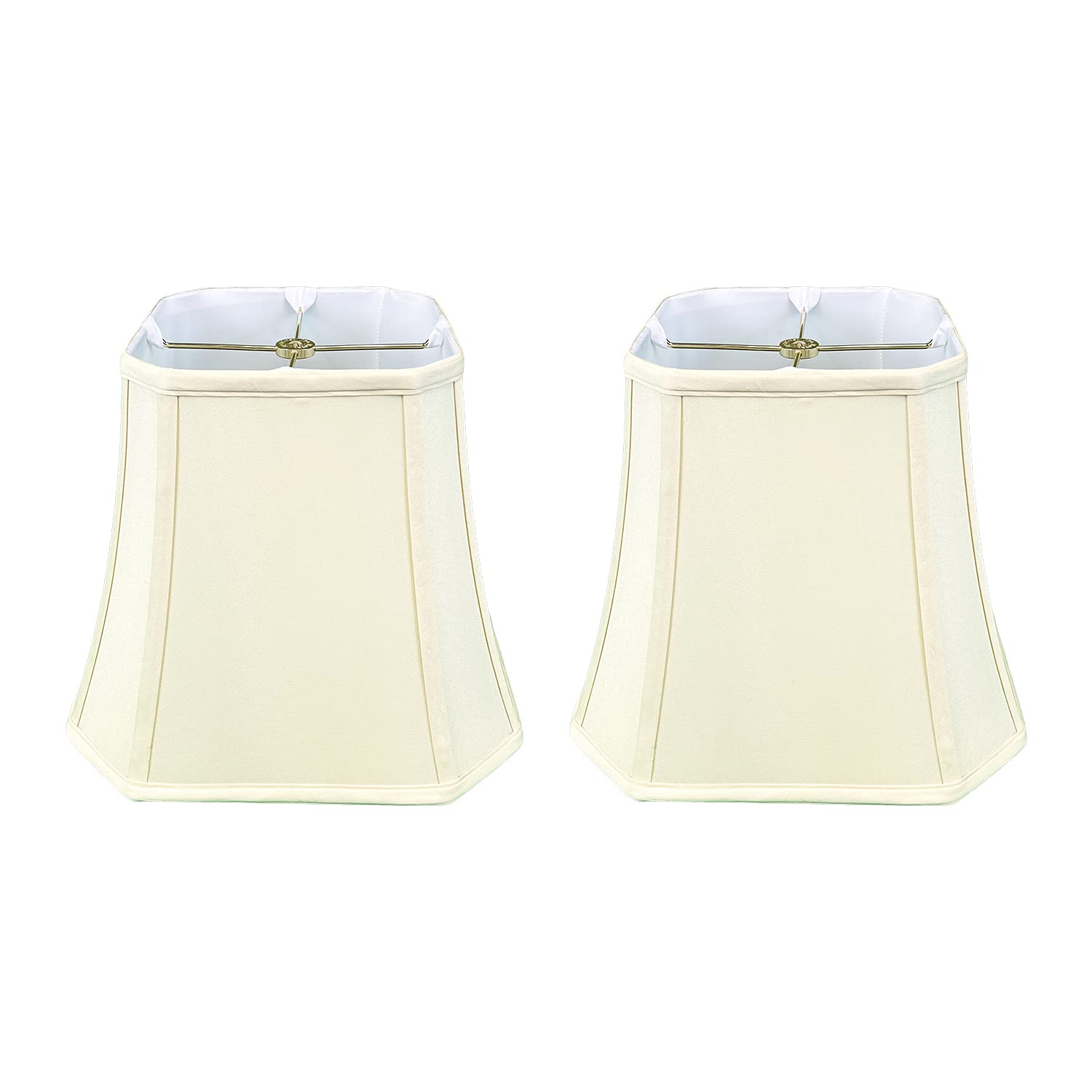 Royal Designs, Inc. Square Bell Cut Corner Fabric Lamp Shade Set of 2, 5x10x8.75 inch, Metal, Eggshell, Model BSO-705-10EG-