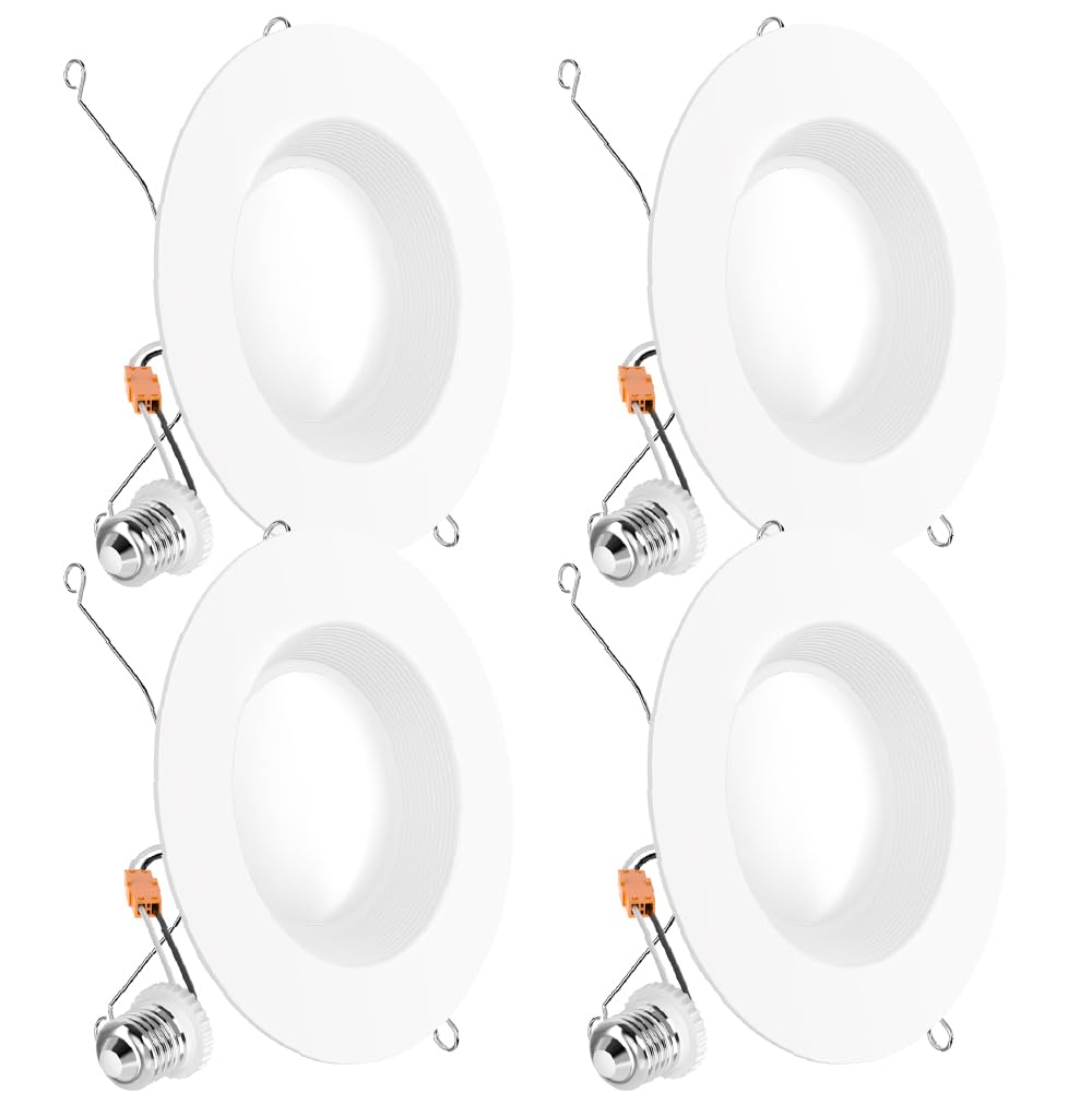 Sunco Lighting LED Can Lights Retrofit, 5/6 Inch, Dimmable, 5000K Daylight, 13W=75W, Damp Rated, 4 Pack