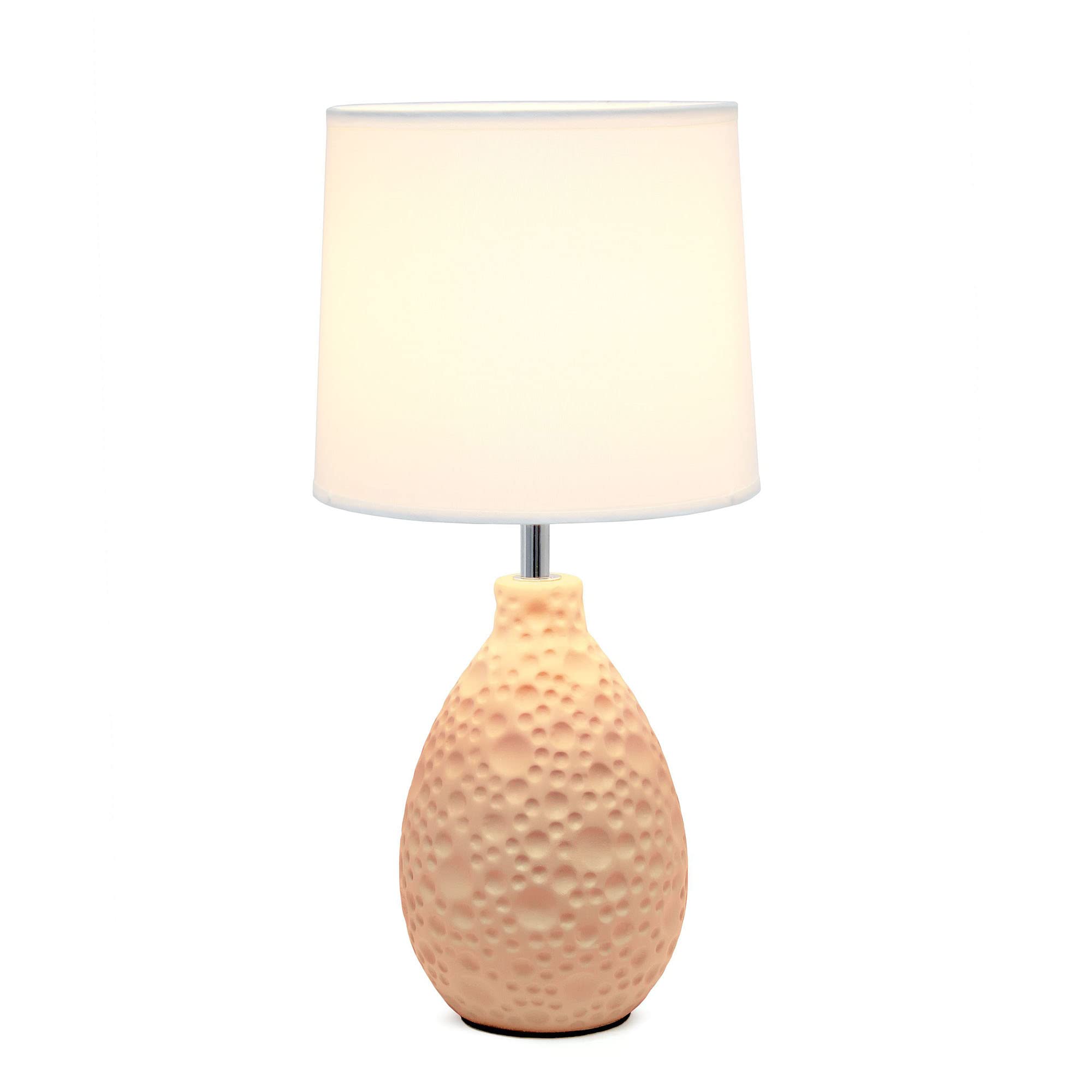 Creekwood Home Table Lamp - Ceramic, Pink, 14.17inH with Tapered White Shade, Model 1270-CWT-2001-PN