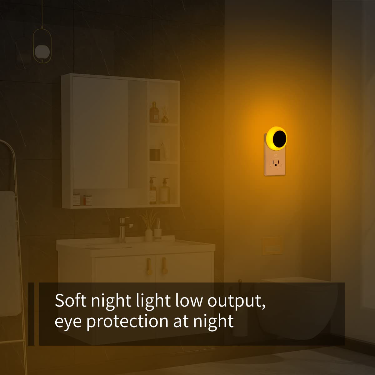KINUR Amber LED Night Lights - 6 Pack with Dusk to Dawn Sensors for Kids Room, Bedroom, Bathroom, Nursery, Hallway - Model GB608