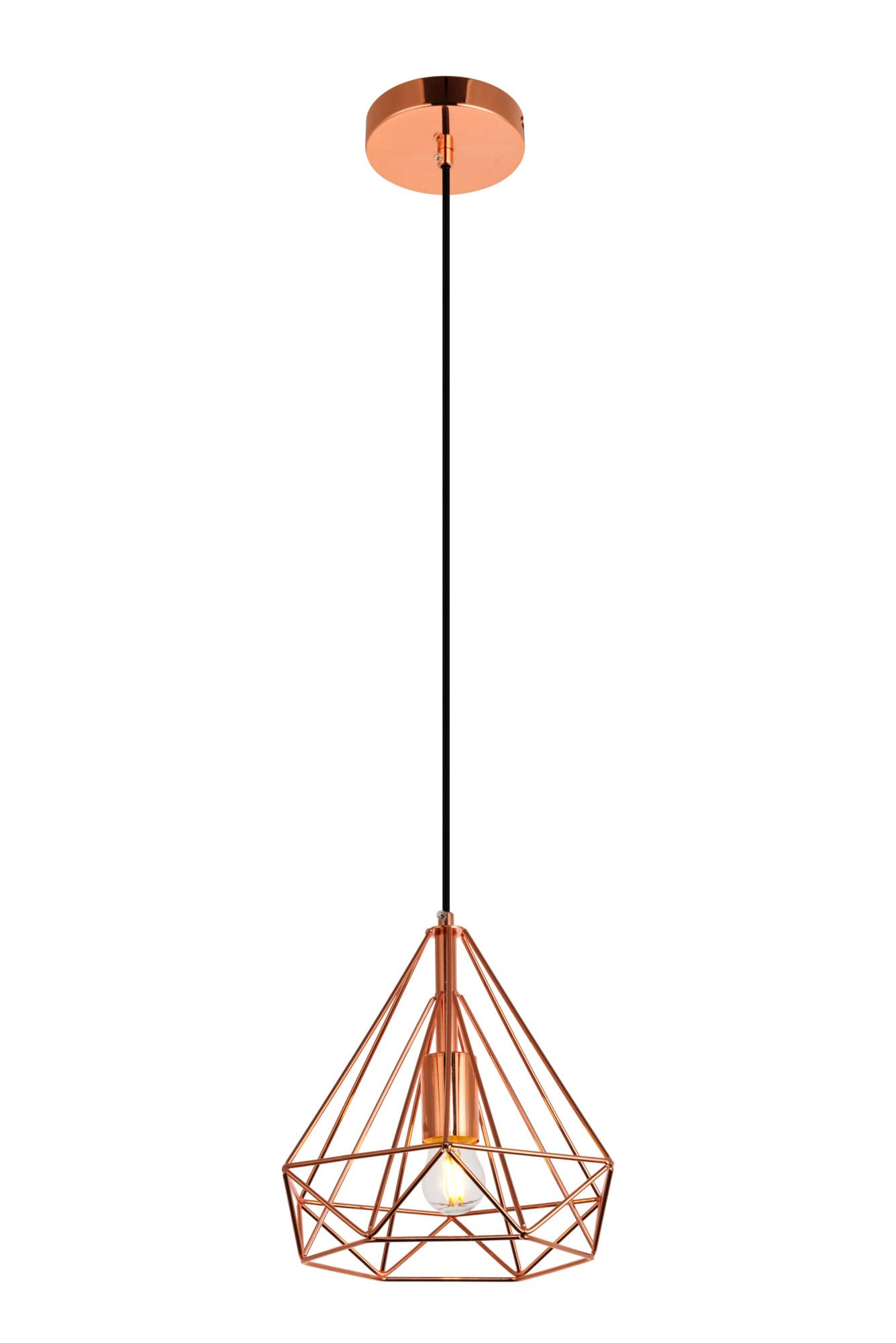 Elegant Lighting Living District Jago 1-Light Transitional Metal Pendant in Brown Finish