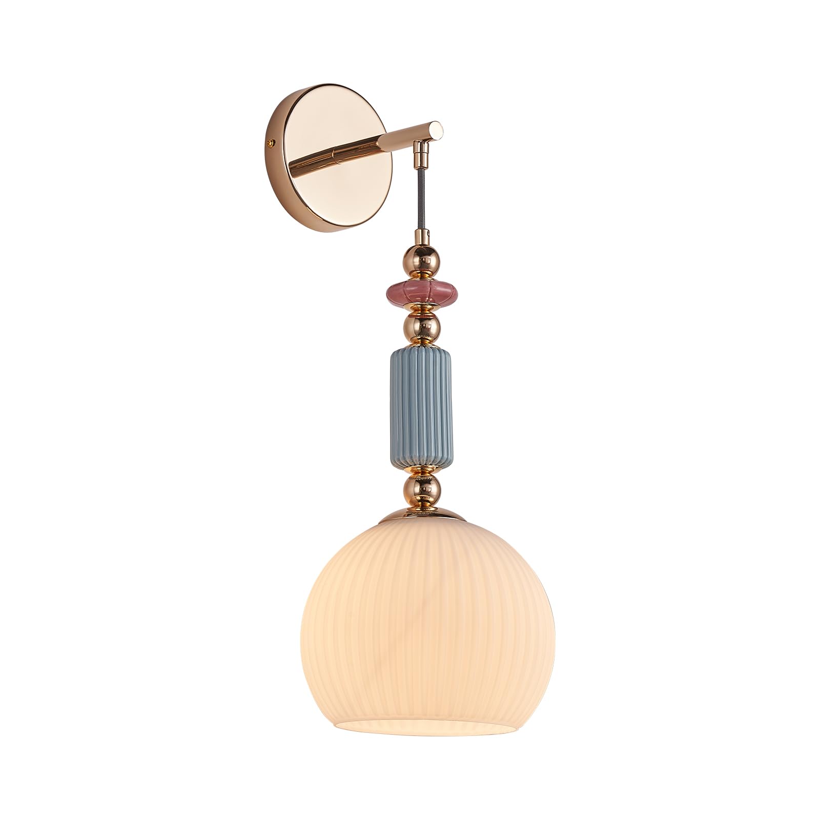 FALINNEAD Milk White Glass Modern Wall Scone Hanging Indoor Wall Light Fixtures Milky White Lamp for Bedroom Hallway Living Room