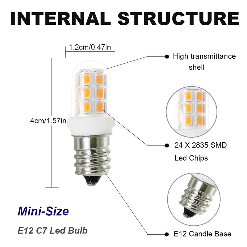 XRZT LED Night Light Bulbs - C7 E12 15W Warm White 2-Pack Candelabra Bulbs