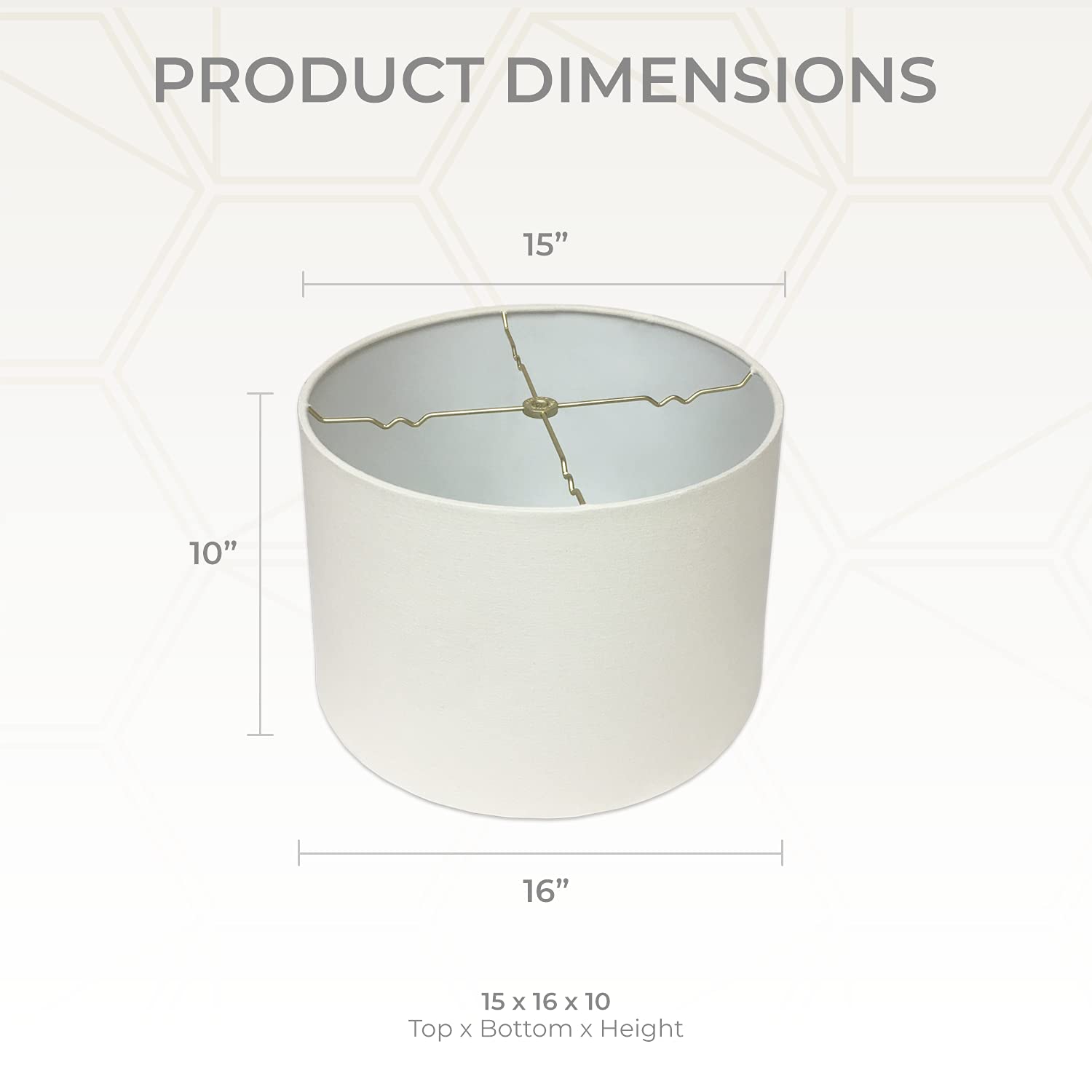 Royal Designs Shallow Drum Hardback Lamp Shade, Linen Eggshell, 15 X 16 X 10