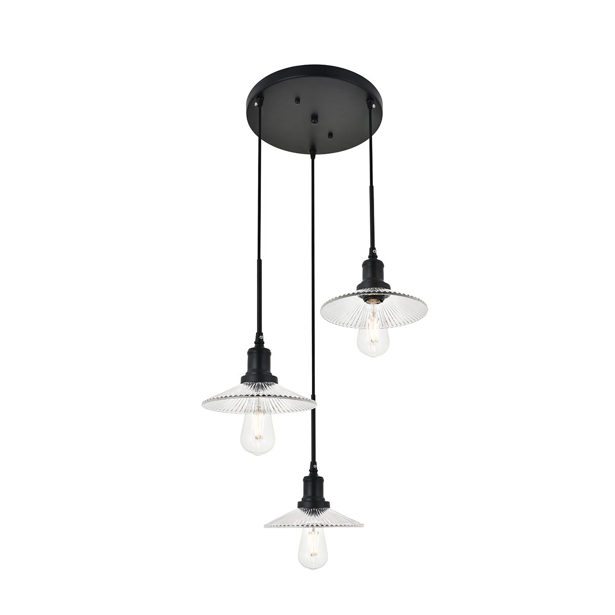 Living District Indoor Modern Home Decorative Bright Ceiling Waltz 3 Light Black Pendant