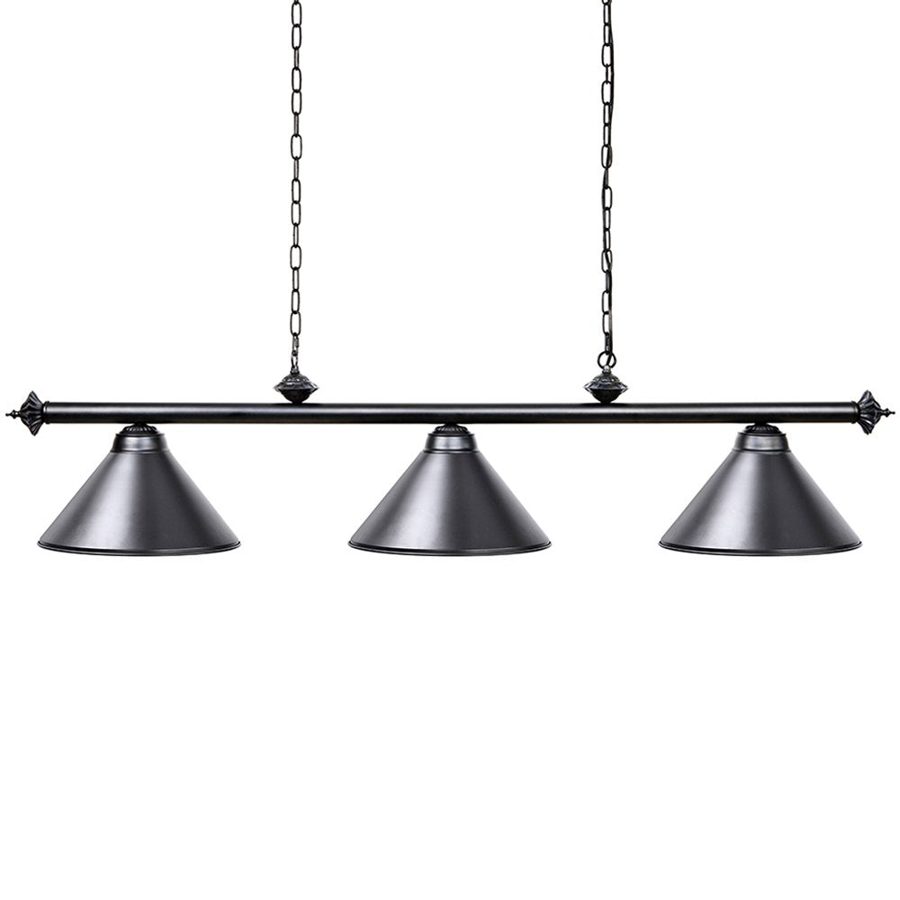 Wellmet 3-Light Vintage Pool Table Light, Matte Black Metal Chandelier, 59 inch, Modern Industrial Pendant for Kitchen Island